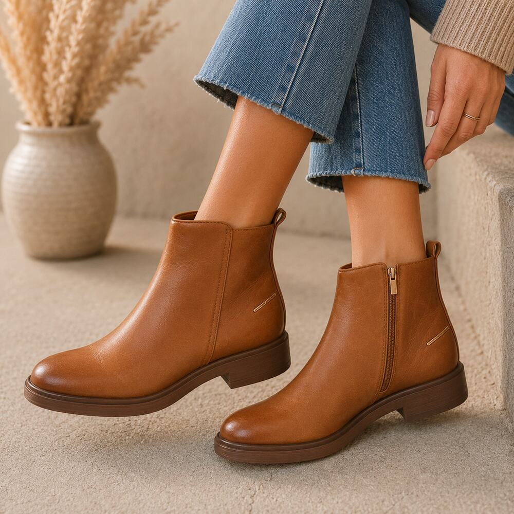 Franco Sarto Women's SZ 7.5 L Bealy Genuine Leather Booties Size Zip